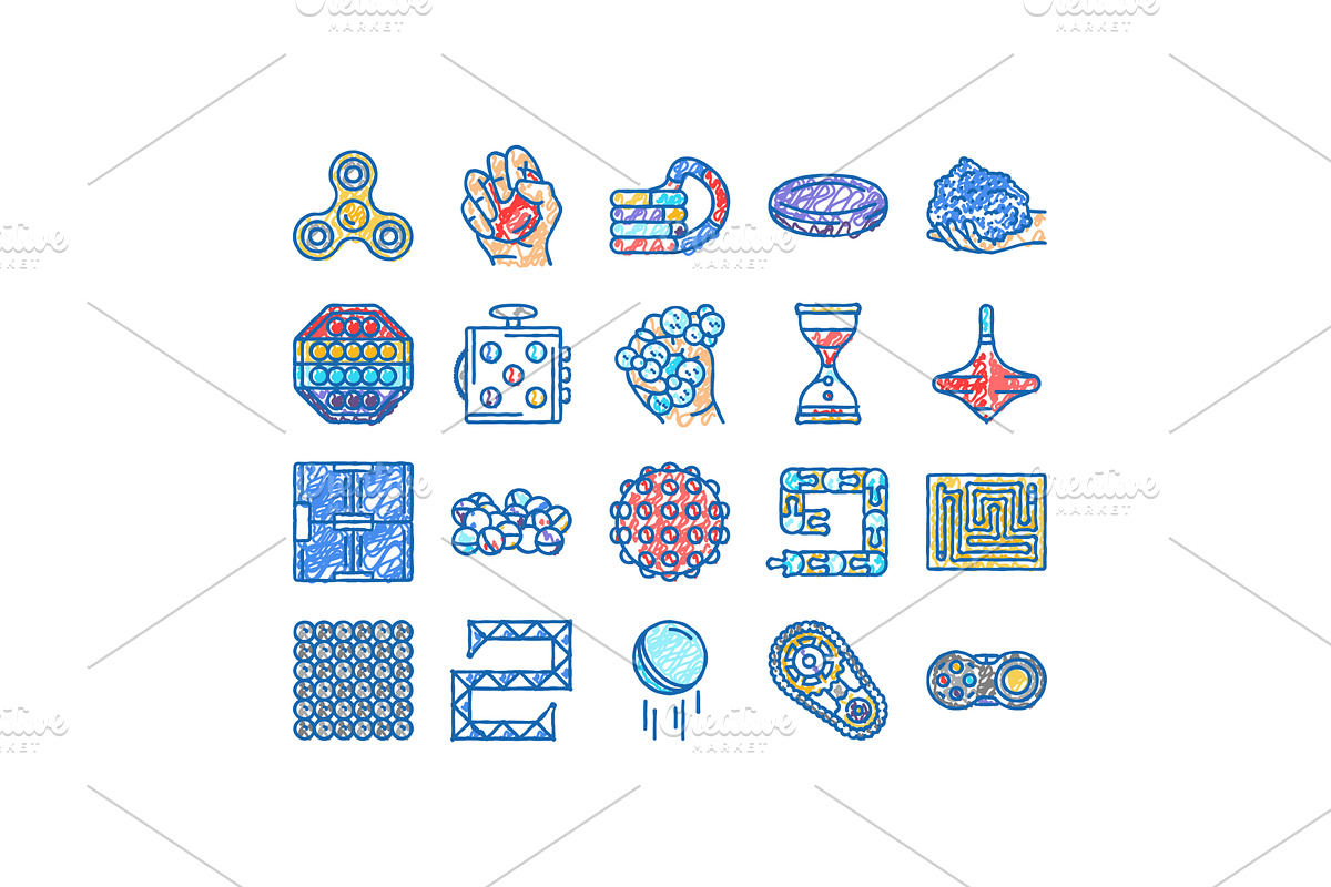 fidget toy fun antistress game icons, an Object Illustration by pikepicture