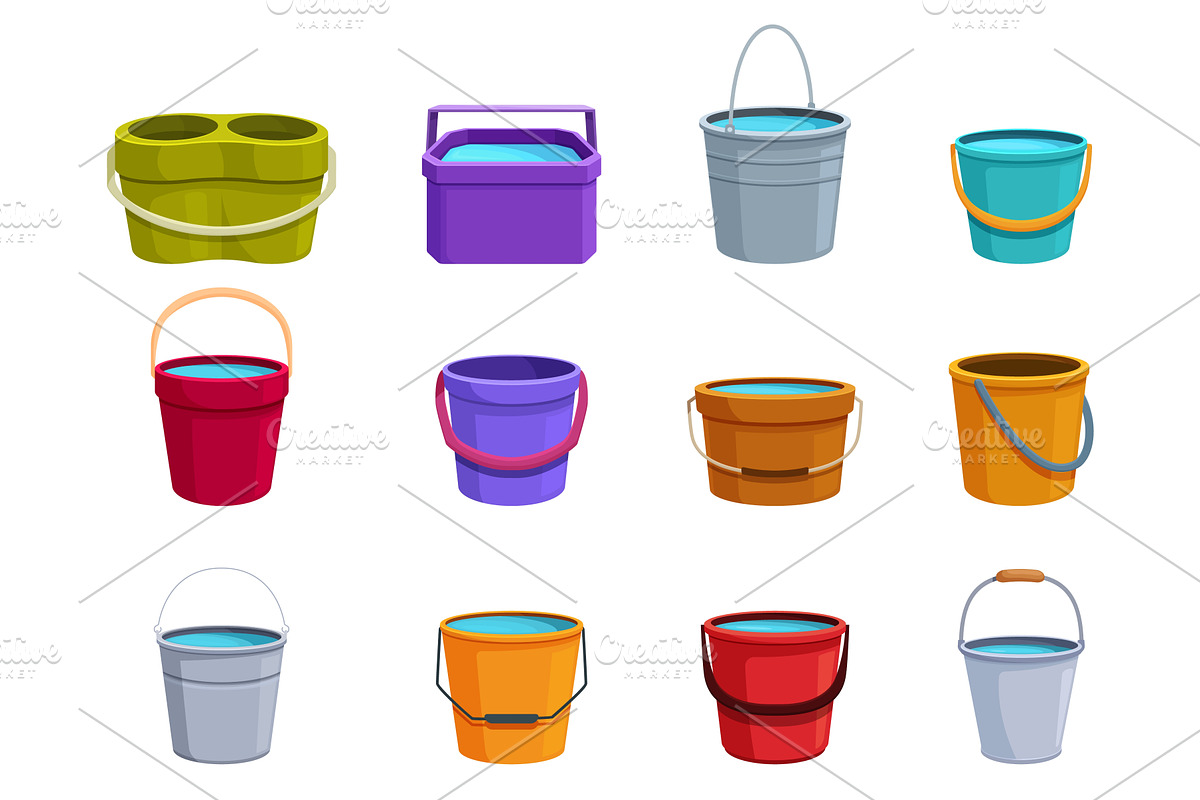 Buckets set. Isolated bucket for, an Object Illustration by Valerie Bodnar