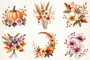 Autumn Flower Clipart, Fall Pumpkin, an Illustration by Libby Wishes (Thumbnail 2 of 6)