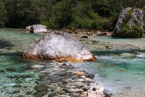 Boulders and stones in the river bed of the Soca river, Bovec, Slovenia,, a Nature Photo by Bepslabor