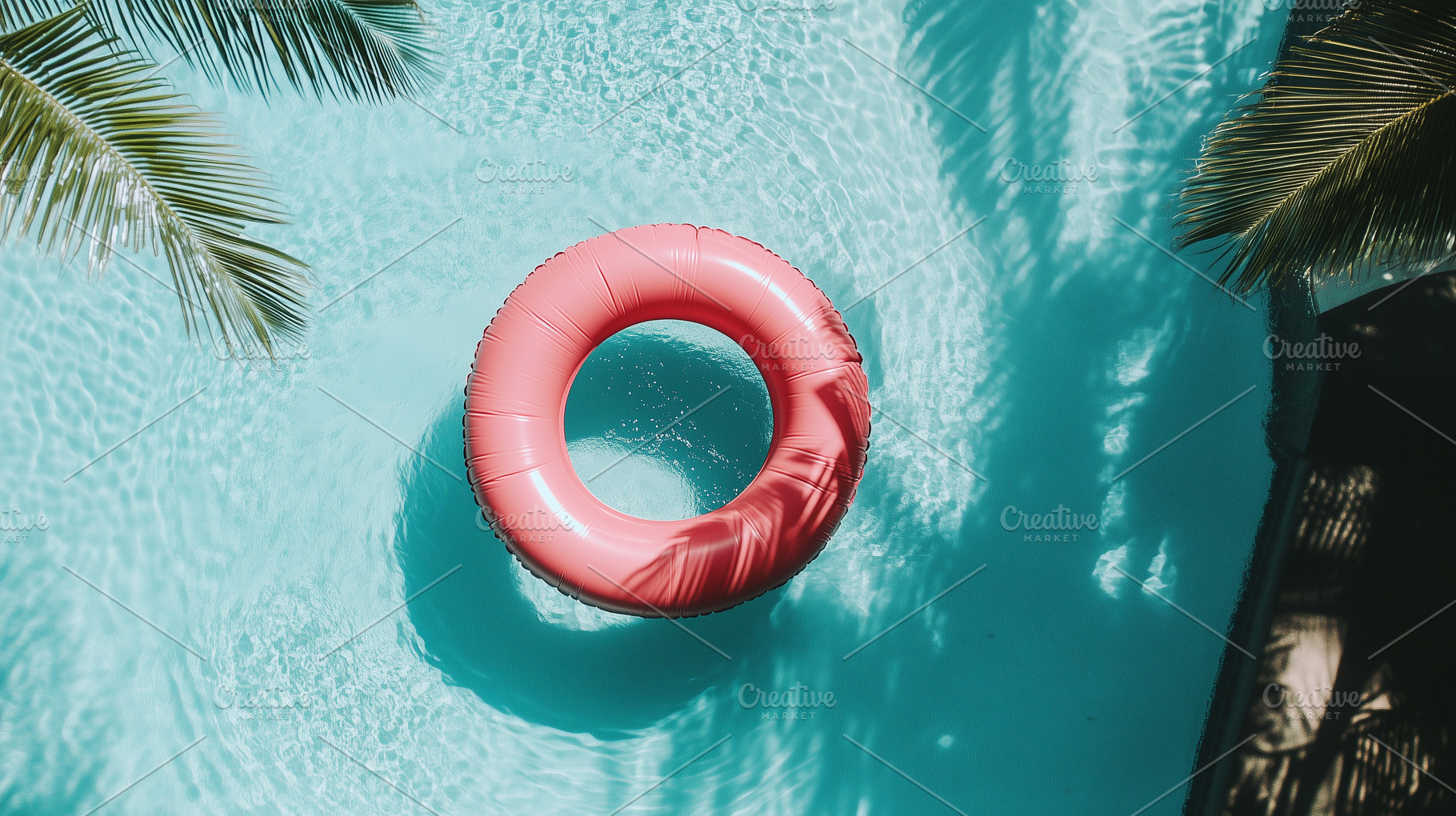 Pink inflatable ring floats peaceful, a Sports & Recreation Photo by MistyDay