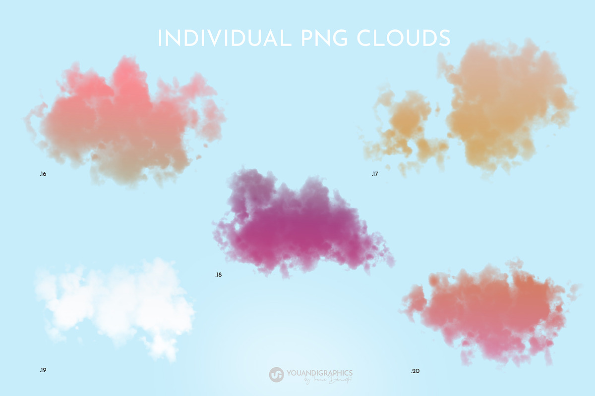 Floating Colorful Clouds | PNG/PSD, a Graphic by Youandigraphics (Photo 12 of 14)