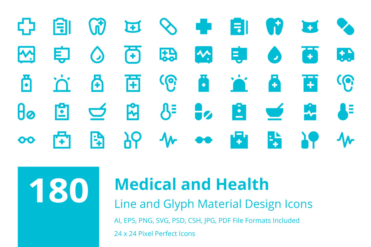Medical and Health Material Icons, a Solid Icon by Creative Stall (Photo 1 of 5)