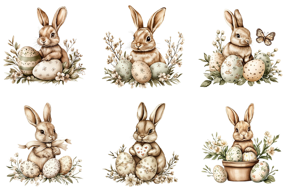 Watercolor Easter Animals Clipart, an Illustration by Designking (Photo 2 of 5)