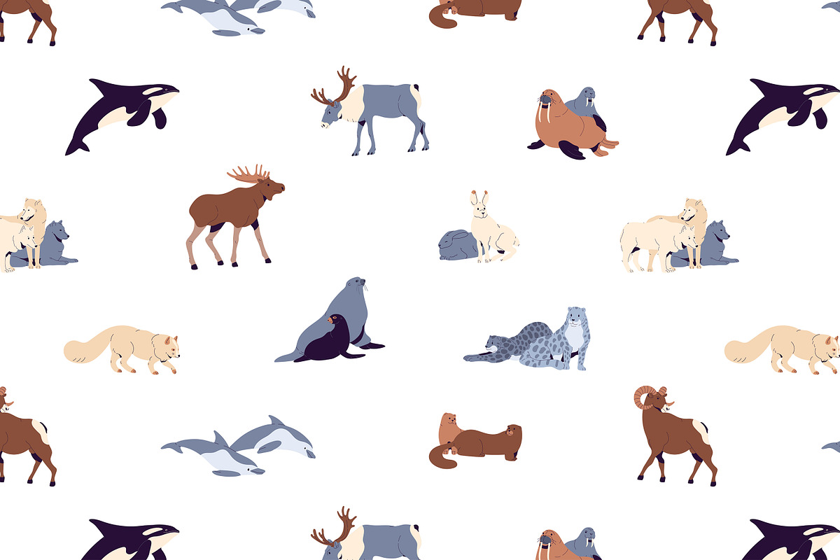 North animals set, seamless patterns, an Animal Illustration by PaperTrident (Photo 4 of 5)