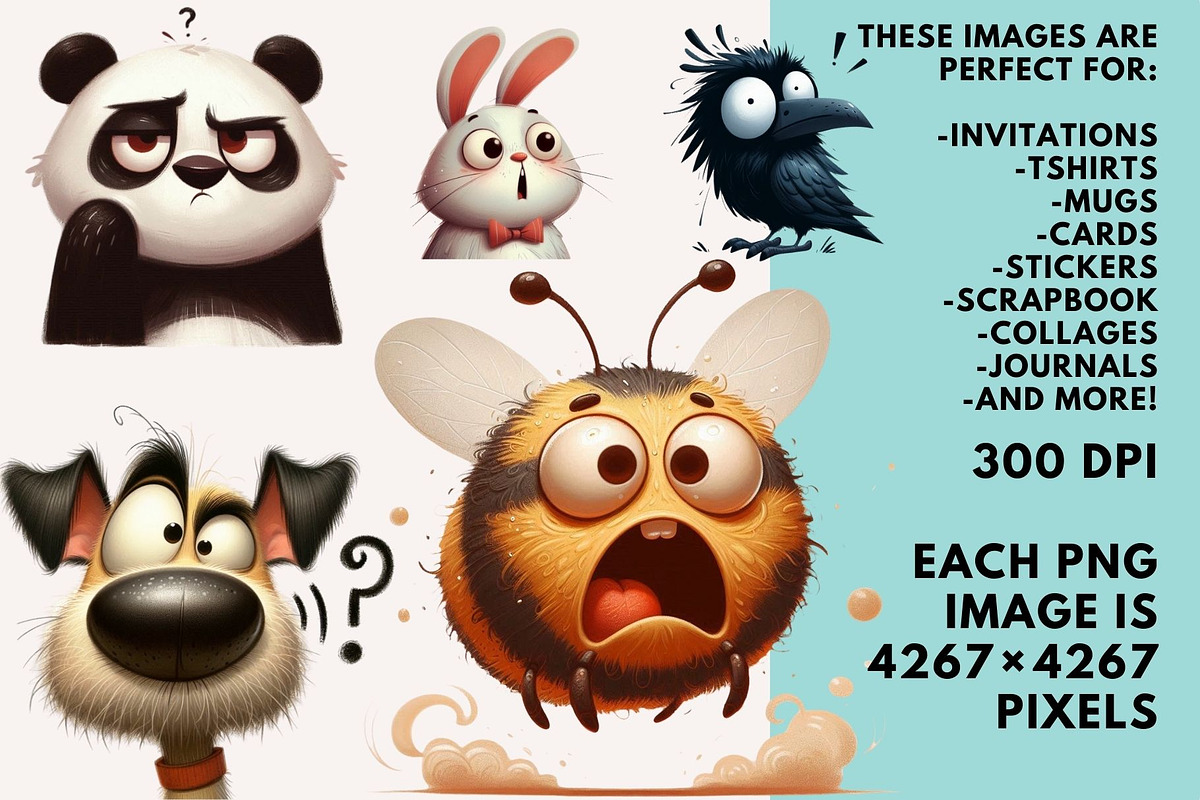 Shocked Animal Clipart Bundle, an Animal Illustration by Traveling Designer (Photo 4 of 6)