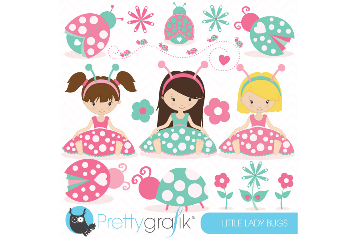 pink Ladybug clipart commercial use, an Illustration by PrettyBundles