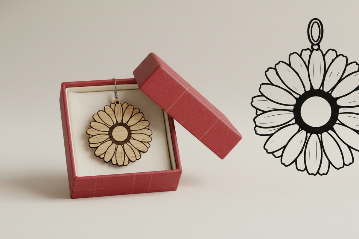 Daisy Flower Dangle Earring, an Illustration by Amazin_art (Photo 2 of 5)