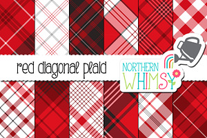 Red Seamless Diagonal Plaid