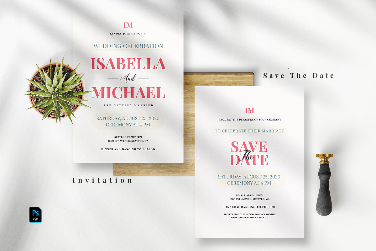 Modern Simple Wedding Invitation Set, an Invitation Template by Azka Creative (Photo 2 of 5)