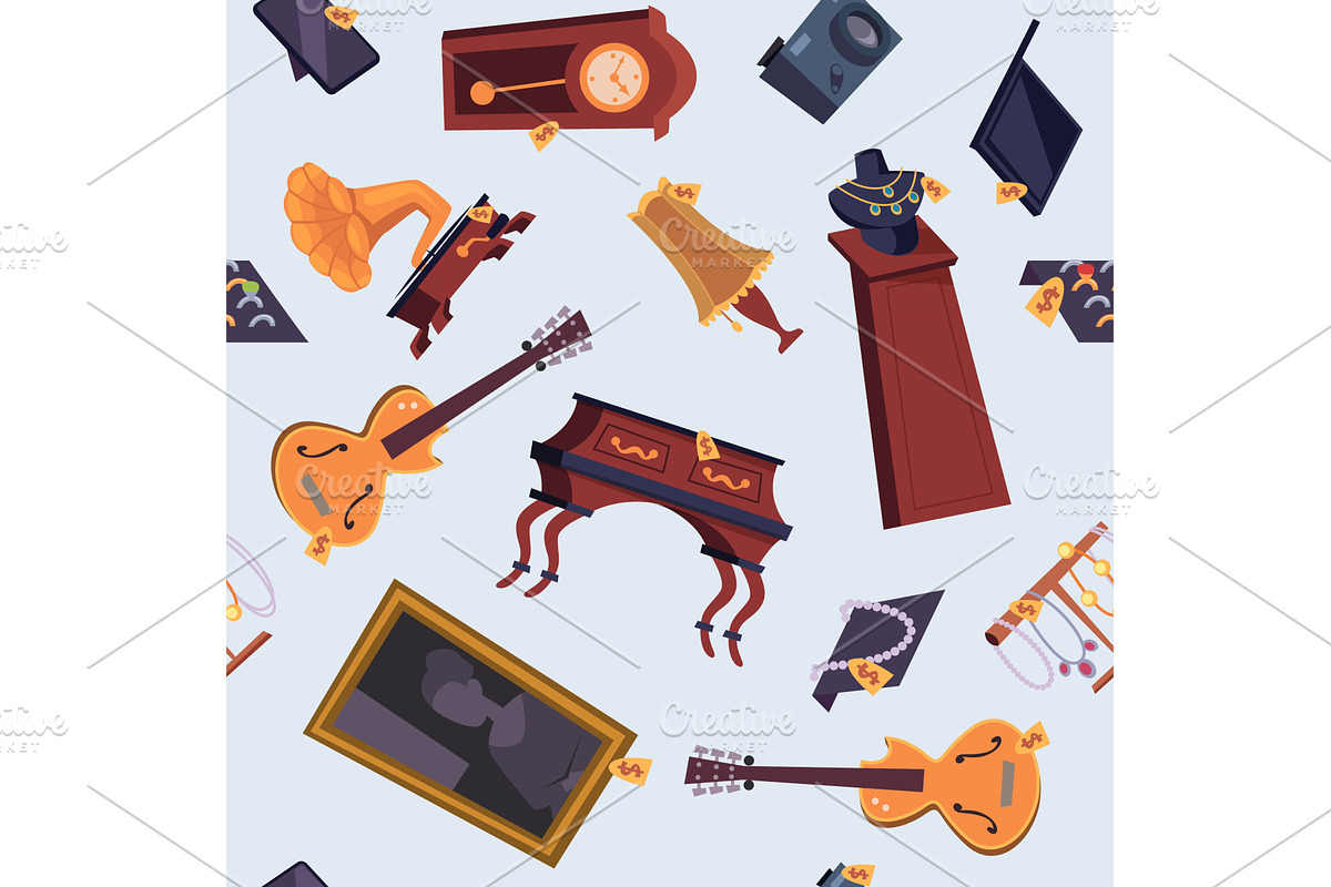 Pawn shop. seamless pattern with, an Illustration by Onyx