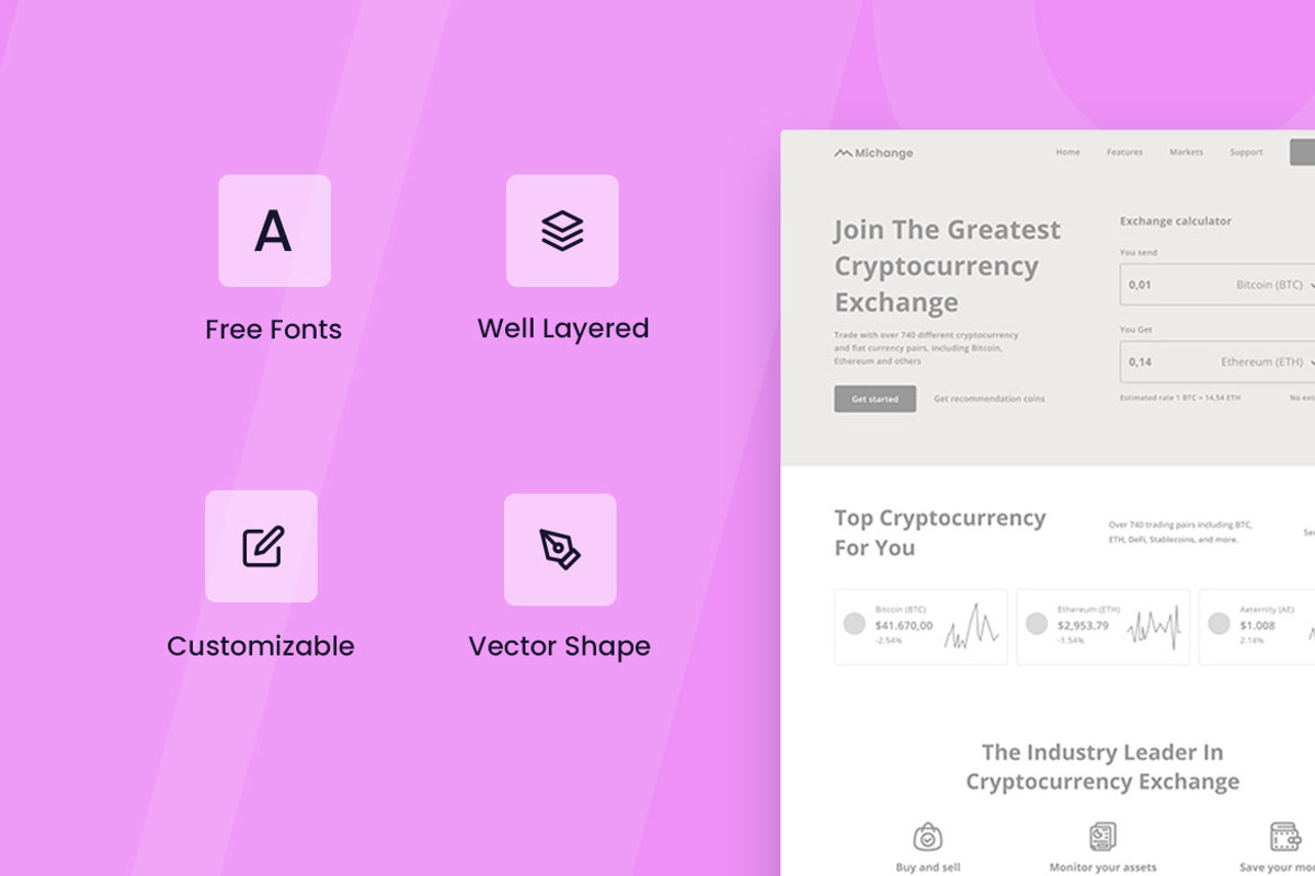 Crypto Exchange Wireframe Website, a Wireframe Template by INSPR STD (Photo 2 of 6)