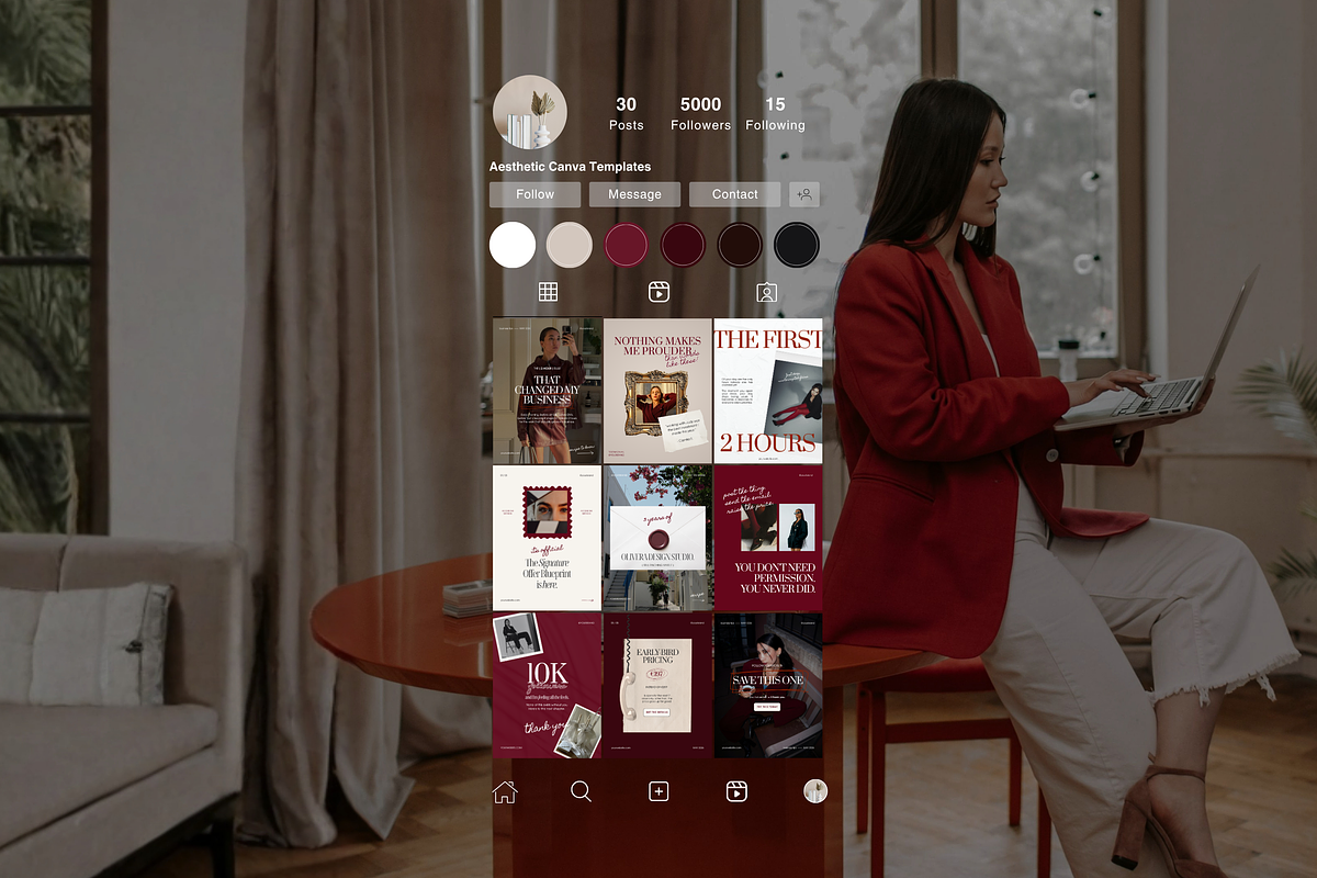 Bold & Burgundy Instagram Templates, a Social Media Template by CanvaTemplateClubCo (Photo 5 of 10)