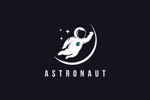 Floating Astronaut In Space Logo