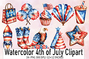 Watercolor 4th of July Clipart Bundl, an Illustration by SVGArt (Thumbnail 1 of 9)