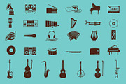 Music instruments icons, an Icon by ianakauri (Thumbnail 2 of 3)