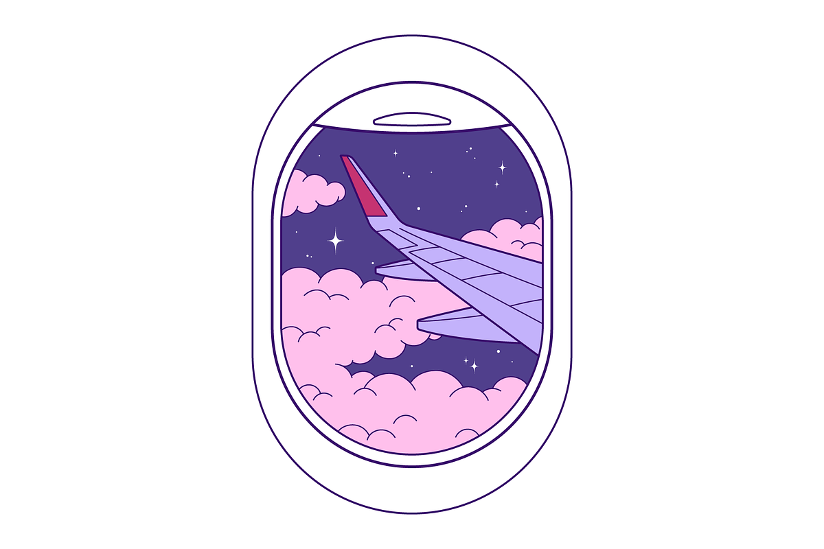 Plane wing in a window, an Illustration by Cmeree