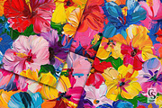 Acrylic Paint Hibiscus Floral Papers, a Pattern Graphic by Creative Store (Thumbnail 5 of 6)