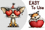 Whimsical Valentine Fox Clipart, an Illustration by cherrydesign (Thumbnail 4 of 4)