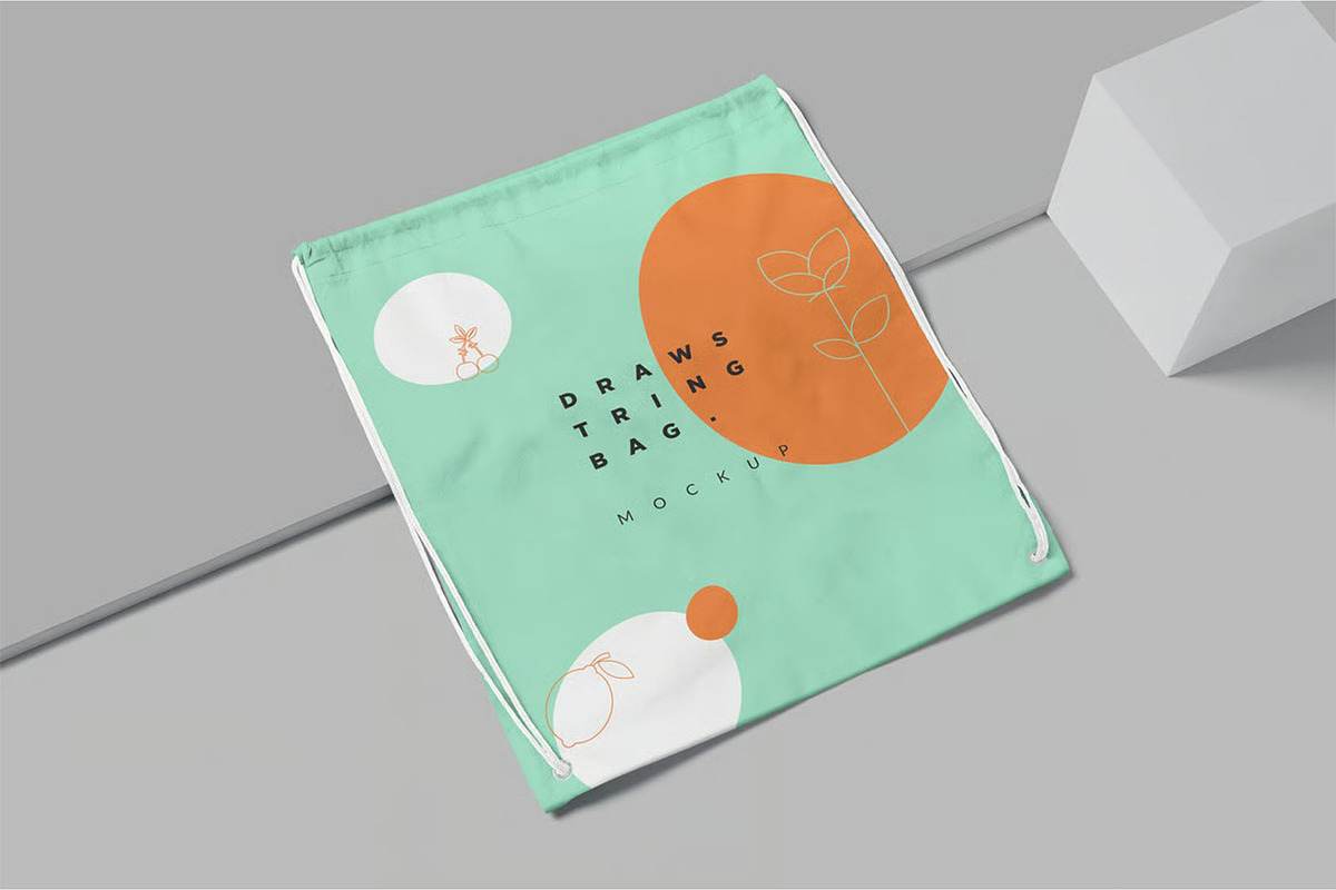 4 Drawstring Bag Mockups, a Packaging Mockup by megostudi0 (Photo 6 of 6)