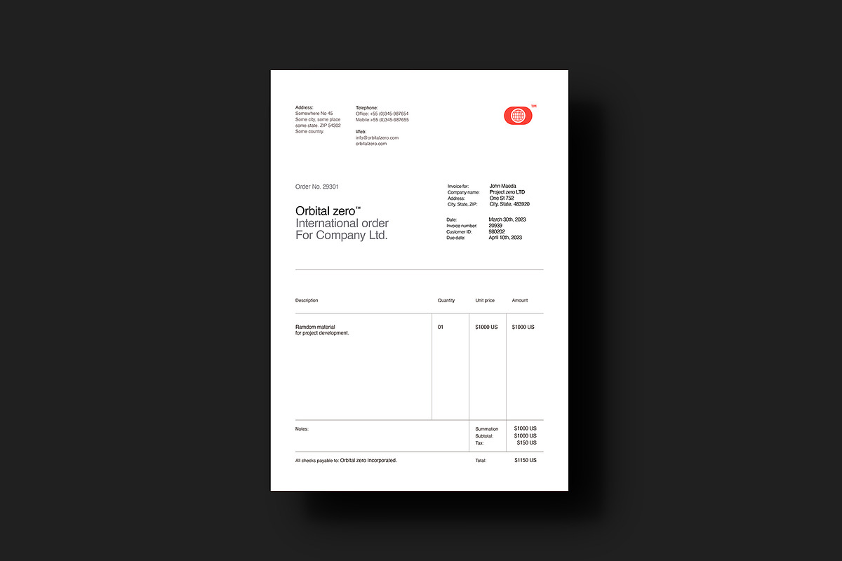 Invoice templates - Orbital Zero, a Stationery Template by Srg® (Photo 11 of 12)