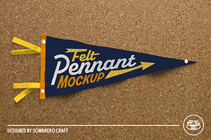 Felt Pennant Smart PSD Mockup, a Merchandise Mockup by Sombrero Craft