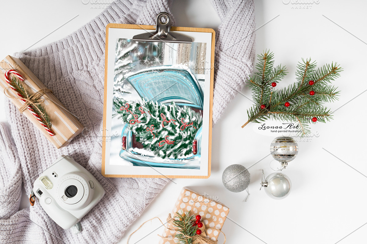 Christmas Cards Clipart Set, a Seasonal Illustration by Leonaa art (Photo 3 of 10)