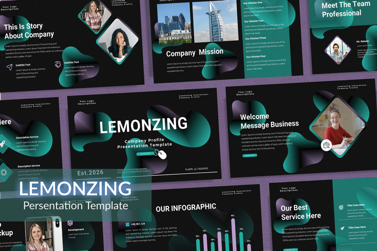 LemonZing Powerpoint Template, a Presentation Template by yanindesign (Photo 1 of 5)