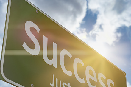 Success Just Ahead Green Road Sign