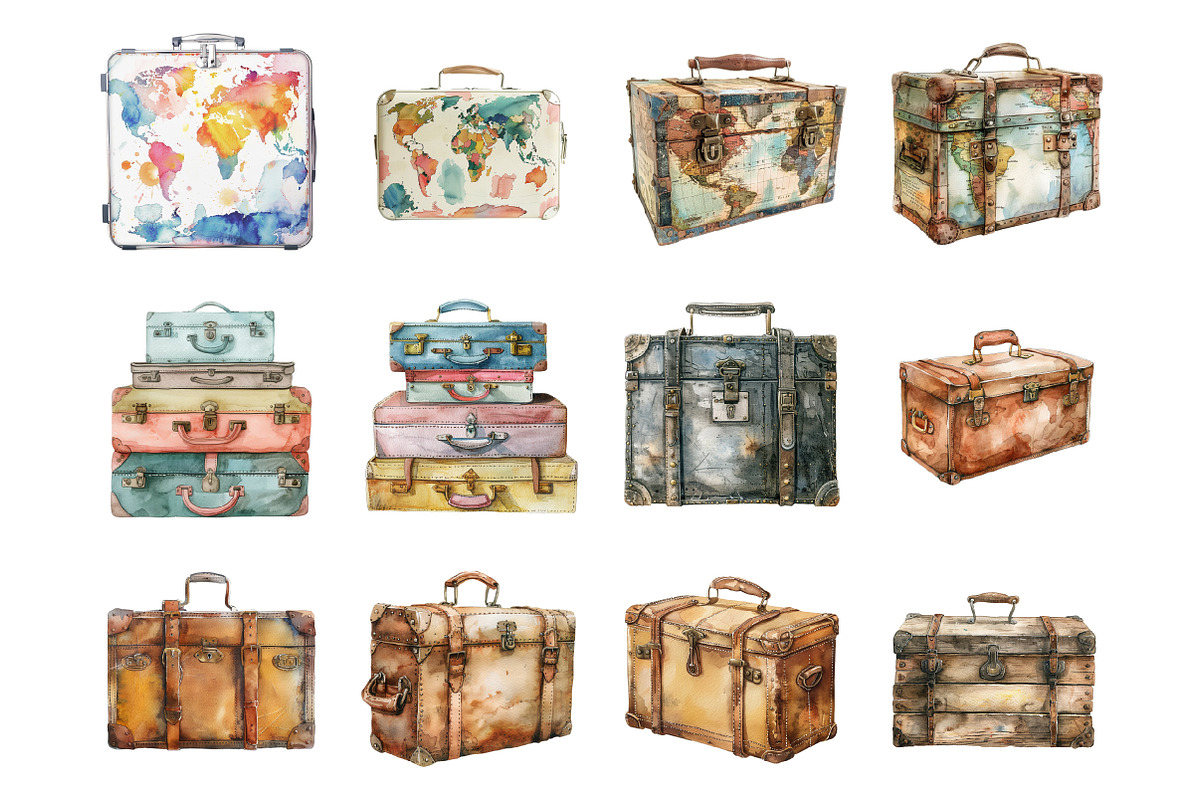 Vintage Travel Suitcase Clipart, an Illustration by Design Market (Photo 2 of 3)