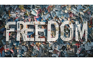 The Word 'FREEDOM' Cut Out From