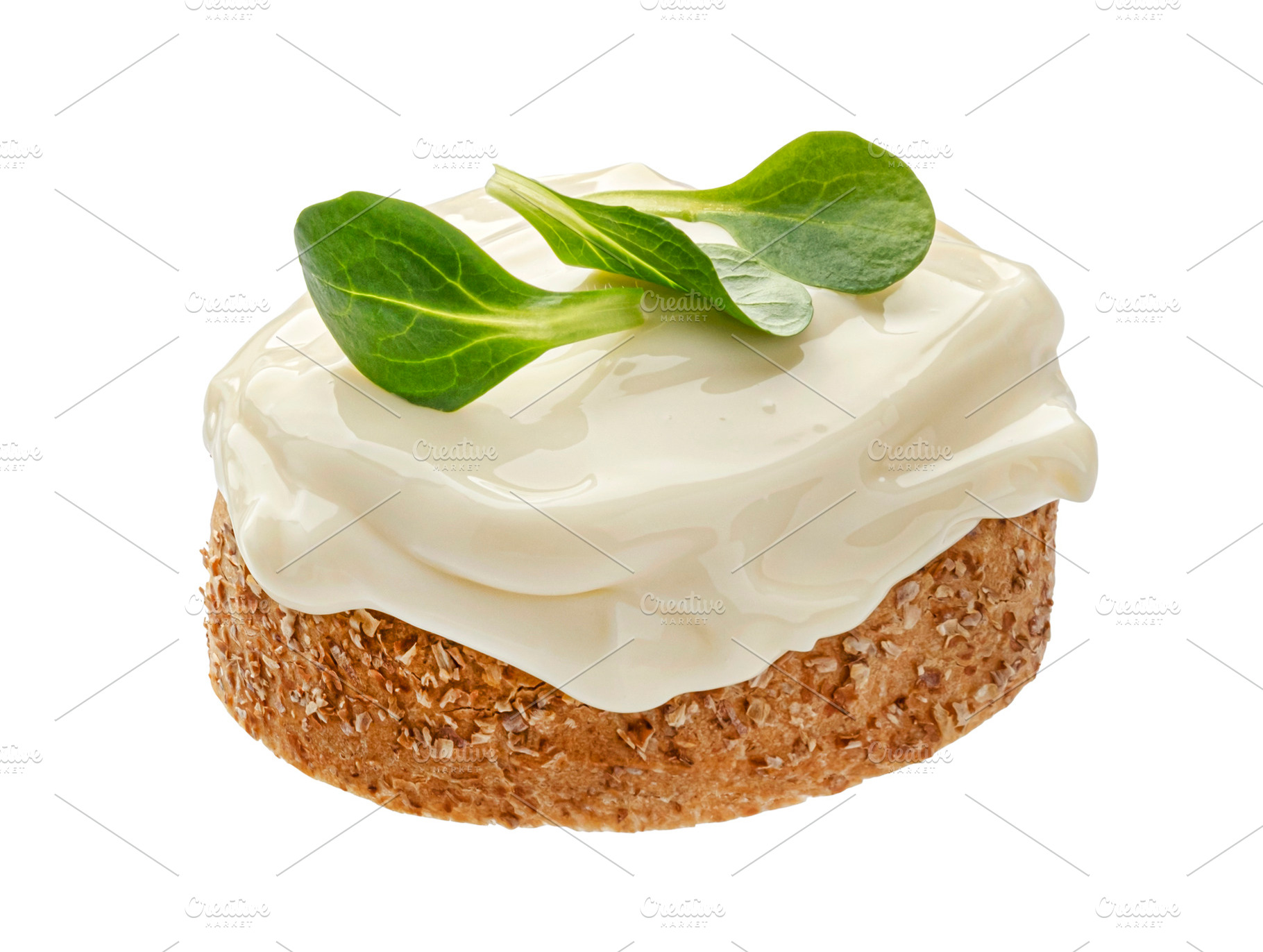 Bread with cream cheese isolated, a Food & Drink Photo by Max Lashcheuski