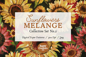 Sunflowers Melange Digital Papers #2
