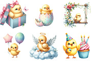 Watercolor Cute Chick Clipart, an Illustration by DreamArtGraphic (Thumbnail 2 of 5)