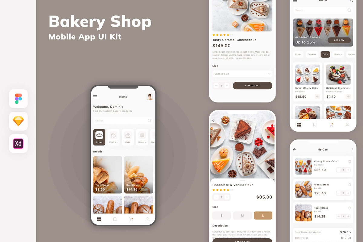 Bakery Shop Mobile App UI Kit, an UI Kit Template by uicube