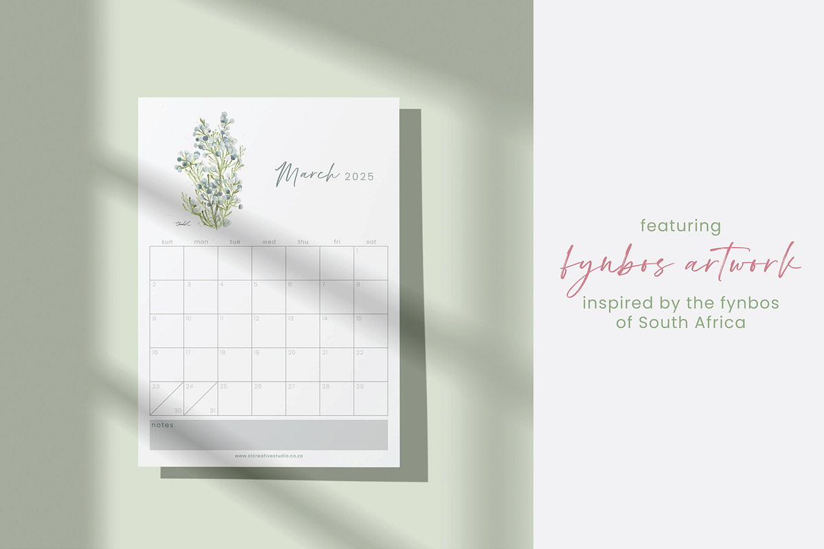 2025 Printable Calendar - Fynbos Art, a Stationery Template by CL Creative Studio (Photo 2 of 9)