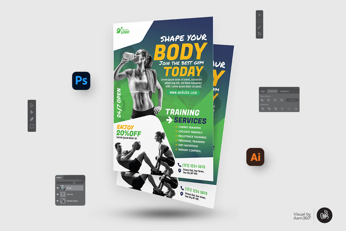 Fitness Flyer Template, a Flyer Template by Aam360 (Photo 2 of 2)