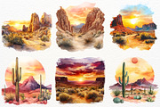 Western Landscape Clipart Cactus PNG, a Decorative Illustration by SugarCloudStudioArt (Thumbnail 5 of 8)