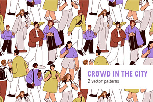 People crowd walk seamless patterns, a Pattern Graphic by Good Studio