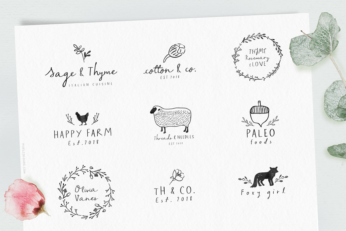 Script Font and Logos - Sage and Pink preview 4