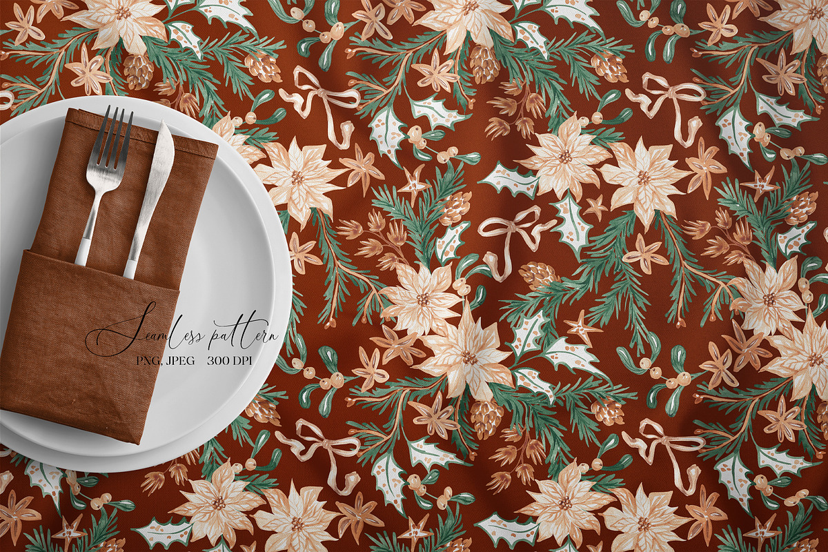 Christmas Botanicals Repeat Print, a Pattern Graphic by SirenaArt (Photo 11 of 21)