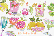 cocktail watercolor clipart set, a Decorative Illustration by Patishop Art (Thumbnail 1 of 10)