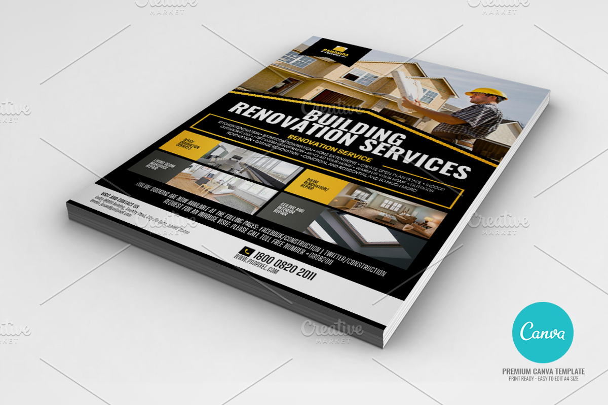 Construction Services Canva Flyer, a Flyer Template by PSDPixel (Photo 2 of 5)