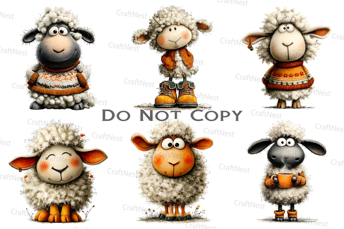 Quirky Winter Sheep Clipart, an Illustration by Craft Nest (Photo 6 of 8)
