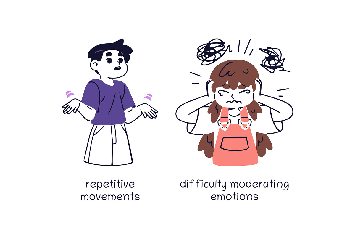 Kids with autism signs set, a Healthcare Illustration by PaperTrident (Photo 9 of 9)
