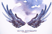 Watercolor background with wings, an Animal Illustration by Depiano (Thumbnail 1 of 5)