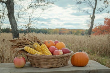 Vibrant autumn harvest display featu, a Photo by Tanuart