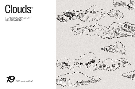Hand drawn illustrations of clouds, an Object Illustration by TheMountBirdStudio