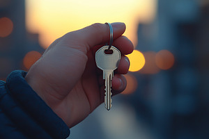 Hand holding key to a new house, a Photo by AlyaAnd