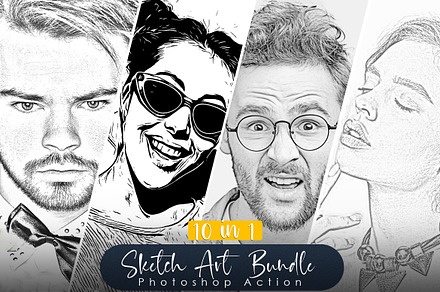 10 sketch Art Actions bundle, an Action Add-On by Vatdesign